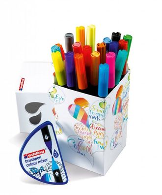 Edding S20 Colour Happy Box mit 20 Brushpens, Farbmixer & Übungsheft