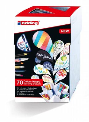 Edding S69 Colour Happy Big Box mit 70 Stiften, Farbmixer & Übungsheft