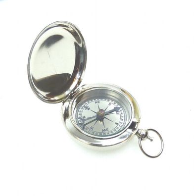 Kompass Taschen - Kompaß mit Springdeckel Messing vernickelt Ø 5 cm