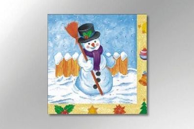 Weihnachtsserviette "Happy Snowman" - 3-lagig - 33 x 33 cm - 1/4-falz - 20 Stück/ Pak