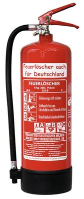 6 kg ABC Pulver Feuerlöscher Pulverlöscher inkl. Halterung 55A, 233B = 15LE