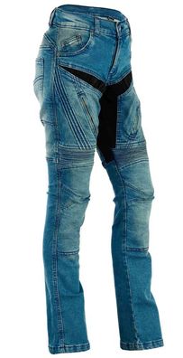 Damen Motorrad Jeans Motorradhose Denim Protektoren blau 28 - 40 inch