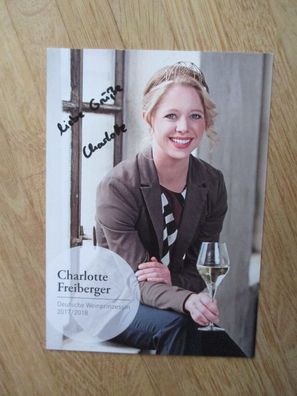Deutsche Weinprinzessin 2017/2018 Charlotte Freiberger - handsigniertes Autogramm!!!