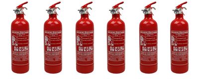 6 Stück 1kg ABC Pulver Dauerdruck Feuerlöscher EN 3 Brandklasse A/ B/ C