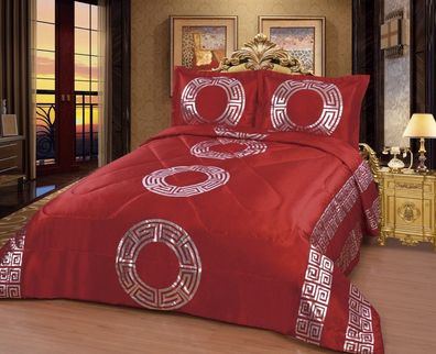 Luxuriöser Bettüberwurf Handarbeit, Satin Tagesdecke, rot