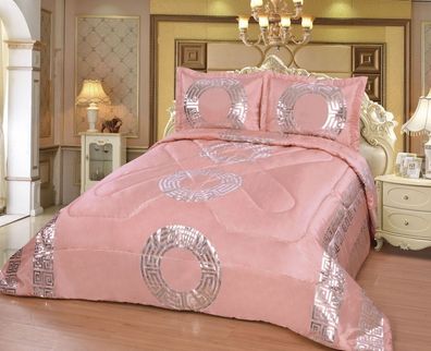 Luxuriöser Bettüberwurf Handarbeit, Satin Tagesdecke, pink