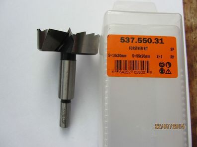 Forstnerbohrer/ Zylinderkopfbohrer SP-Stahl D=55 mm L=90 mm Schaft 10 mm CMT