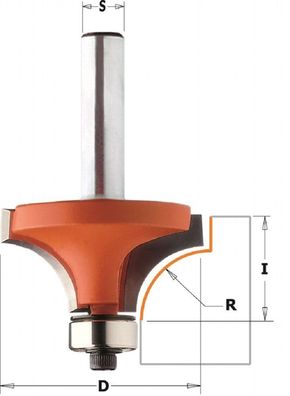 HM/ HW Abrundräser mit Anlaufring 16 mm Radius Schaft 12mm für Handoberfräse