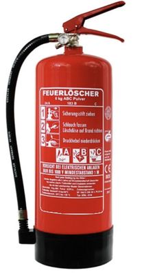 6 kg ABC Pulver Dauerdruck Feuerlöscher EN 3 Brandklasse A/ B/ C 34A = 10LE