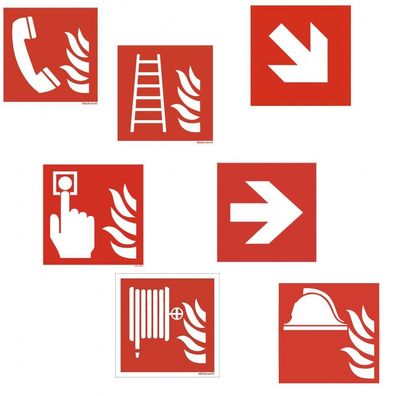 Brandschutzzeichen Schild 15x15 nachleuchtend Feuerlöscher Leiter Wandhydrant