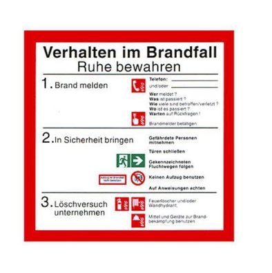 Verhalten in Brandfall Schild ISO neue Norm Brandschutzordnung