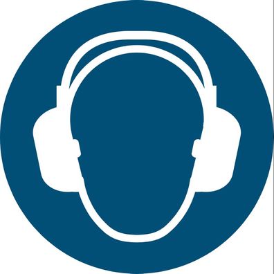 Aufkleber Gebotszeichen Gehörschutz Sicherheitsschild ISO 7010 ASR blau 200mm