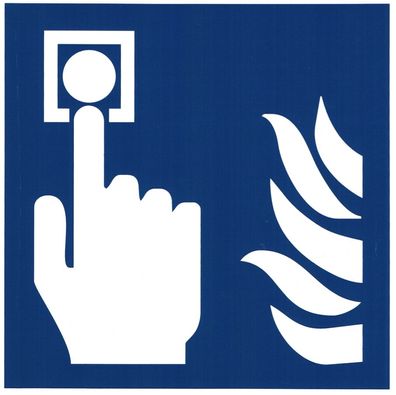 Hausalarm blau Brandmelder Feuermelder Druckknopfmelder Schild 15x15 ISO7010 ASR