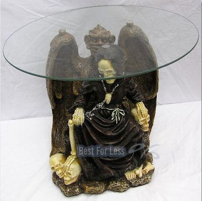 Skeletttisch Tisch Düster Sensenmann Beistelltisch Couchtisch Drachen Gothic Deko