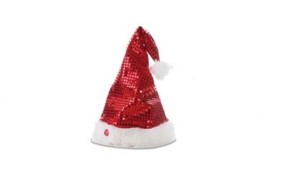 rockende Weihnachtsmannmütze mit Sound - ca. 46 cm - singende Nikolausmütze