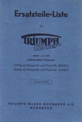 Ersatzteilliste Triumph Cornet 200 ccm, Motorrad, Oldtimer, Klassiker