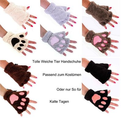 Neu Fingerlose Tier Pfote HalbFinger Handschuhe Tierhandschuhe Winter Kostüm , Tier