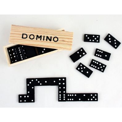 2er Set Domino Spiel in Holzkasten je 28 Steine Spiel Holz NEU