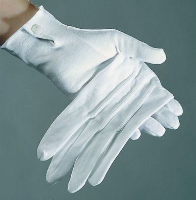 Herrenhandschuh mit Knopf - weiß - Weihnachtsmannhandschuh - Gardehandschuh