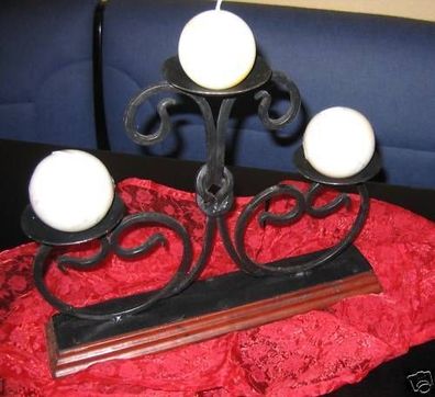3 Kerzen Tischleuchter Antikstil Metall Holz