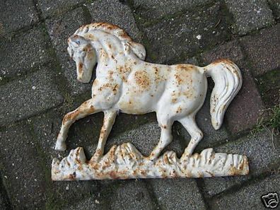 Jugendstil Kaminplatte Pferd Ross Relief Metallbild