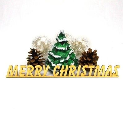 Schriftzug aus Holz, Merry Christmas, Weihnachten, Geschenk, Deko, Tischdeko