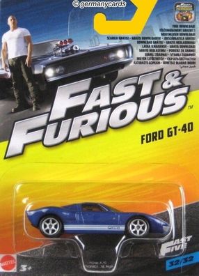 Spielzeugauto Mattel* Ford GT-40 Fast & Furious 5 1:55 NEU OVP