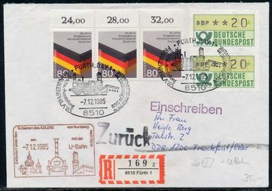 BRD ATM1-020 S-PAAR BRIEF MIF in die DDR RETOUR X7E45B6