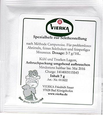 Vierka - Trockenhefe zur Sektherstellung 7g