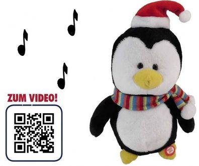 Pinguin singend und tanzend - ca. 30 cm - Weihnachtsplüschtier