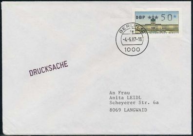 BERLIN ATM 1-050 Drucksache EF FDC X7E4636