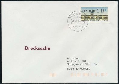 BERLIN ATM 1-050 Drucksache EF FDC X7E466A