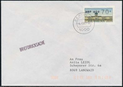 BERLIN ATM 1-070 Briefdrucksache EF FDC X7E469E