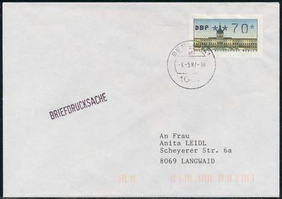 BERLIN ATM 1-070 Briefdrucksache EF FDC X7E46DA