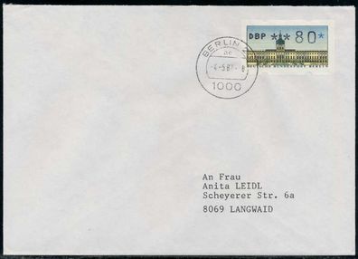 BERLIN ATM 1-080 NORMAL-BRIEF EF FDC X7E46EE