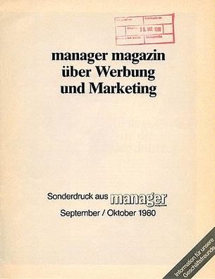Sonderdruck aus Manager von 1980 Broschüre Prospekt