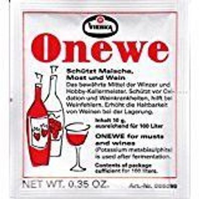 Onewe-Pulver Vierka Kaliumdisulfit schützt Maische, Most + Wein für 100 Liter