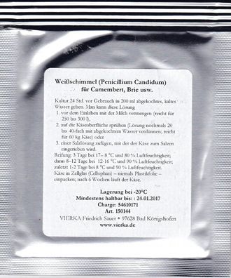 Weißschimmel Kultur (Penicillium Candidum) für die Herstellung von Camembert,