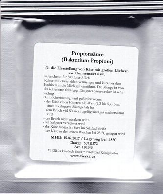 Propionsäure Kultur (Bakterium Propioni) für die Herstellung von Käse mit großen