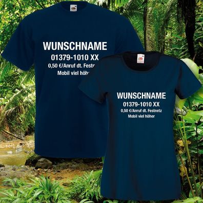 T-Shirt, Fun-Shirt, Dschungelcamp, inkl. Wunschname u. Nr., div. Farben, S-XXXL