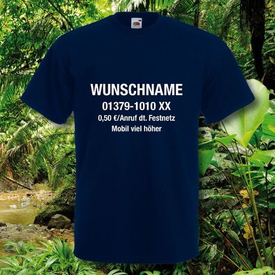 T-Shirt, Fun-Shirt, Dschungelcamp, inkl. Wunschname u. Nr., div. Farben, S-XXXL