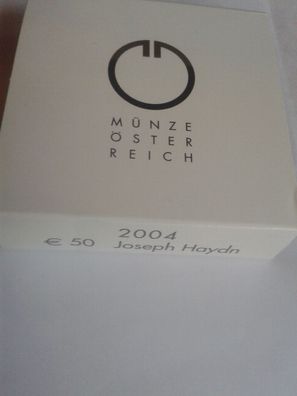 Etui/ Schatulle und Umverpackung/ Schleife 50 euro 2004 Gold Österreich Joseph Haydn
