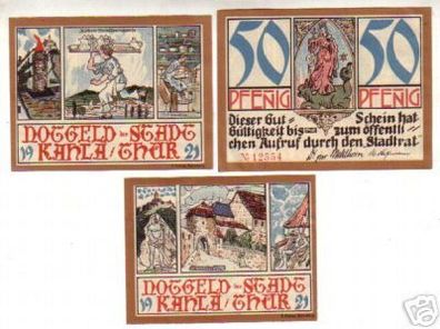 3 Banknoten Notgeld Stadt Kahla S.-A. 1921