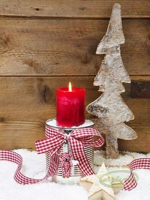 LED-Bild 40x30 cm Kerze / Tanne Schleife und Weihnachtsbaum Winterdeko Wandbild