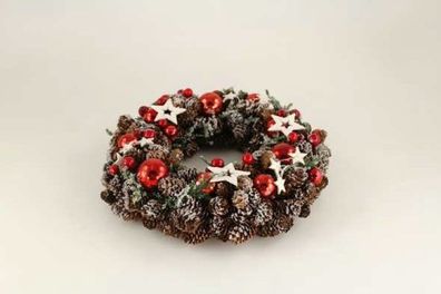 Dekokranz Weihnachtskranz (32 cm) rot Adventskranz Winterkranz