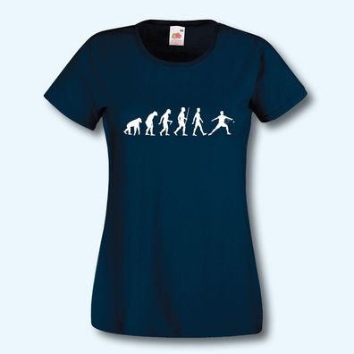 Damen T-Shirt, Fun-Shirt, Evolution Badminton, Federball, Sport