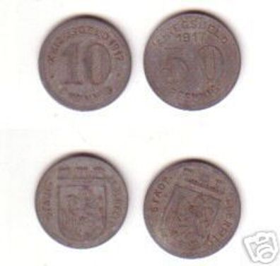 2 Notgeld Münzen 10 & 50 Pfennig Stadt Elberfeld 1917