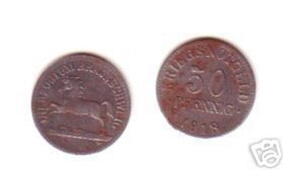Notgeld Münze 50 Pfennig Braunschweig 1918