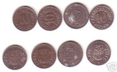 4 Notgeld Münzen 4 x 10 Pfennig Stadt Zeitz 1919-1920