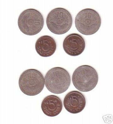 5 Notgeld Münzen 3 x 10,2 x 5 Pfennig Stadt Düren 1917